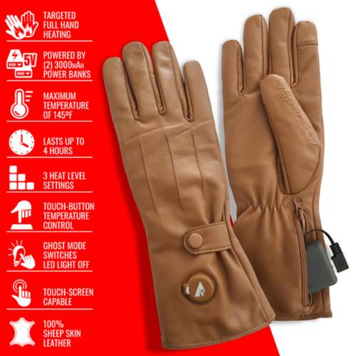 Women's ActionHeat 5V Battery Leather Dress Heated Gloves
