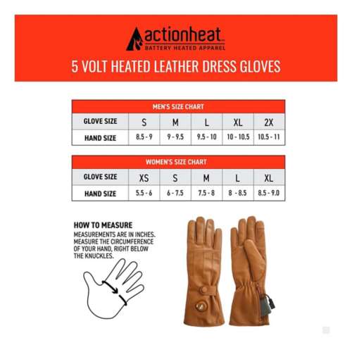 Women's ActionHeat 5V Battery Leather Dress Heated Gloves