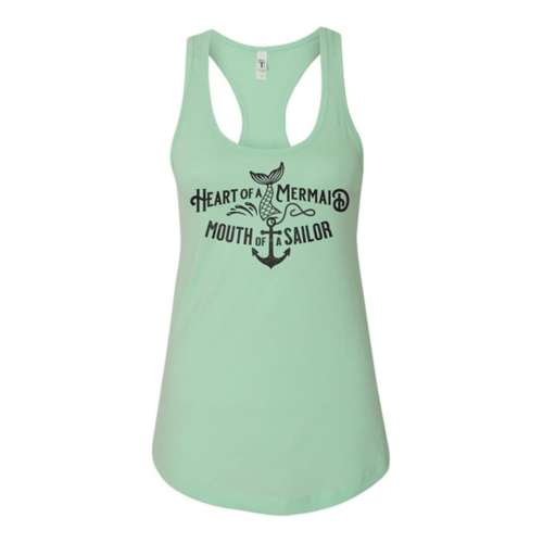 Women's Mason Jar Label Heart Mermaid Tank Top