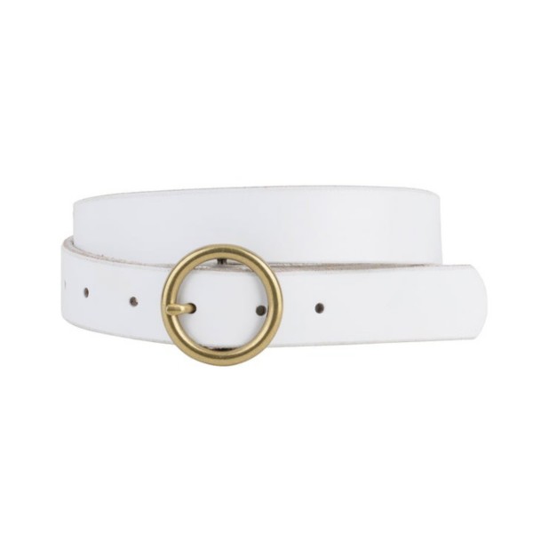 Women's Most Wanted Brass-Toned Circle Buckle Leather Belt product image