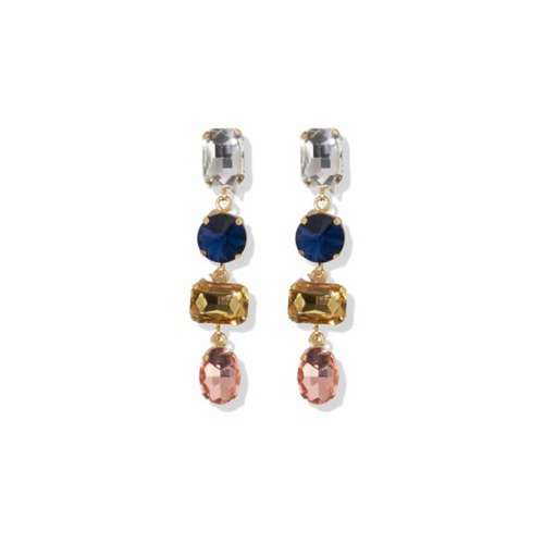 INK + ALLOY Clear Navy Yellow Tier Crystal Post Earrings
