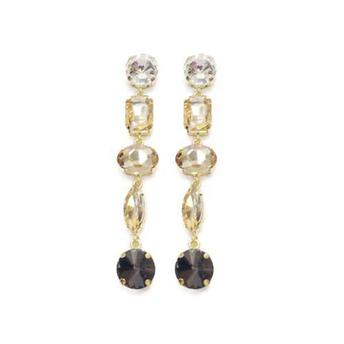 INK + ALLOY Clear To Smoke Ombre 5 Teir Crystal Post Earrings