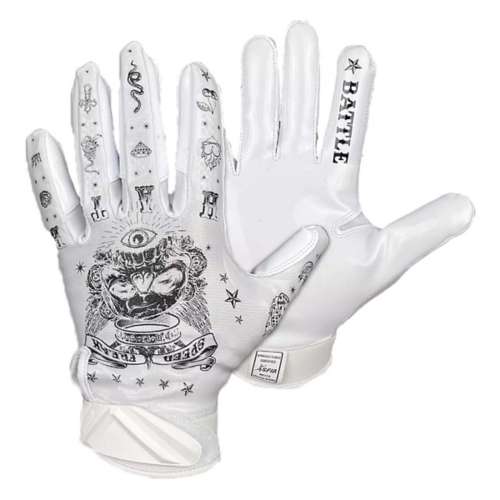 Battle Sports Speed Freak Cloaked adult Football Receiver Gloves - White