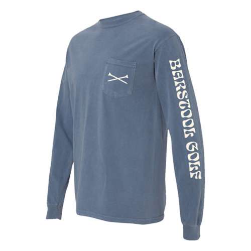 Men's Barstool Sports Golf Tee Cross Pocket Long Sleeve Pocket T-Shirt