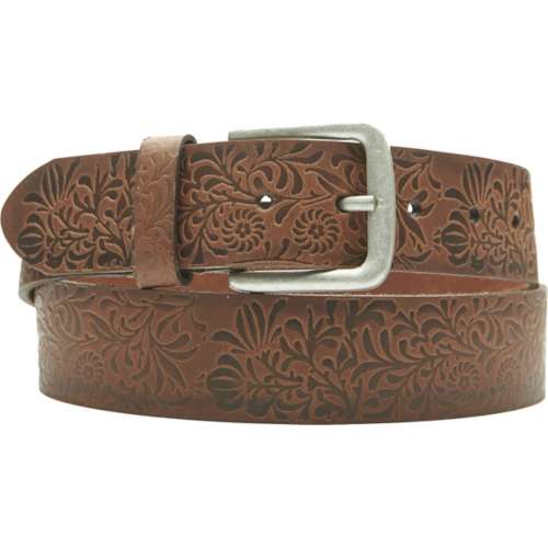 Women's Lucky Brand Floral Embossed Leather Jean Belt