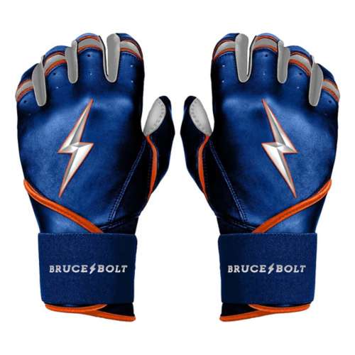 Adult Bruce Bolt Premium Pro Series Long Cuff Baseball Batting Gloves