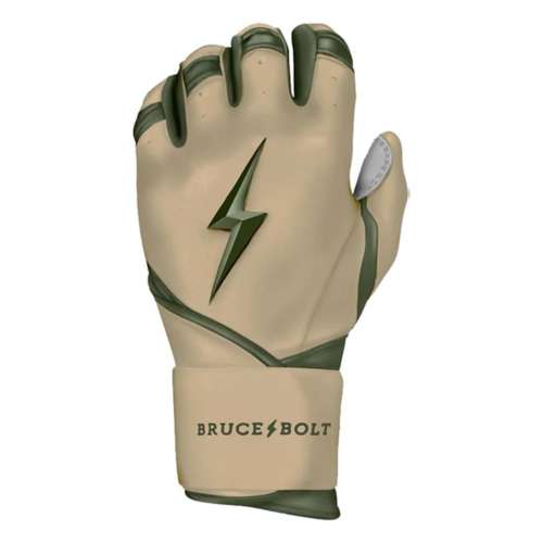 Adult Bruce Bolt Premium Pro Series Long Cuff Baseball Batting Gloves