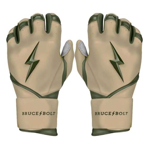 Adult Bruce Bolt Premium Pro Series Long Cuff Baseball Batting Gloves