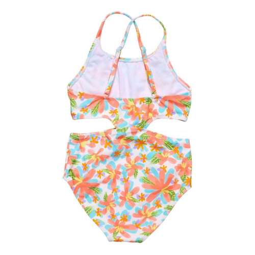 Girls' Snapper Rock Hawaiian Luau Sustainable Cut Out One Piece Swimsuit