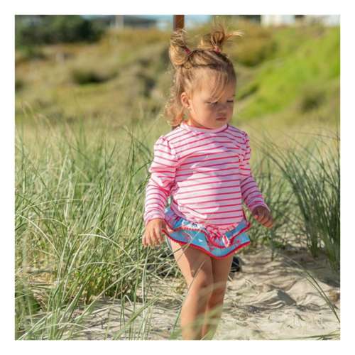 Baby Girls' Snapper Rock Lighthouse Island Sustainable Long Sleeve Ruffle Swim Set