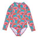 Baby Girls' Snapper Rock Geo Melon Sustainable Long Sleeve One Piece Swimsuit