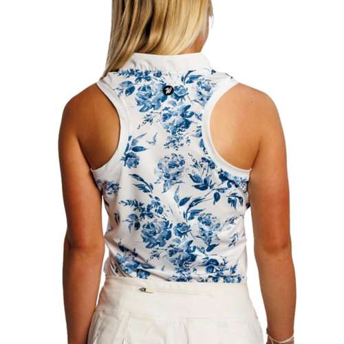 Women's Waggle Golf In Bloom Sleeveless V-Neck Golf Polo