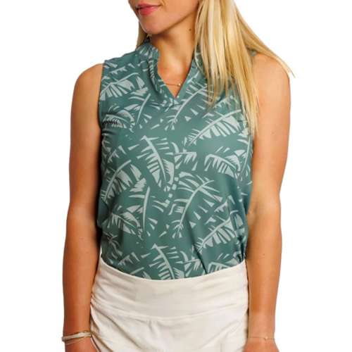 Women's Waggle Golf Lost In The Palms Sleeveless V-Neck Golf Polo