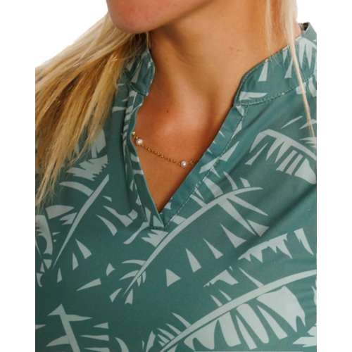 Women's Waggle Golf Lost In The Palms Sleeveless V-Neck Golf Polo