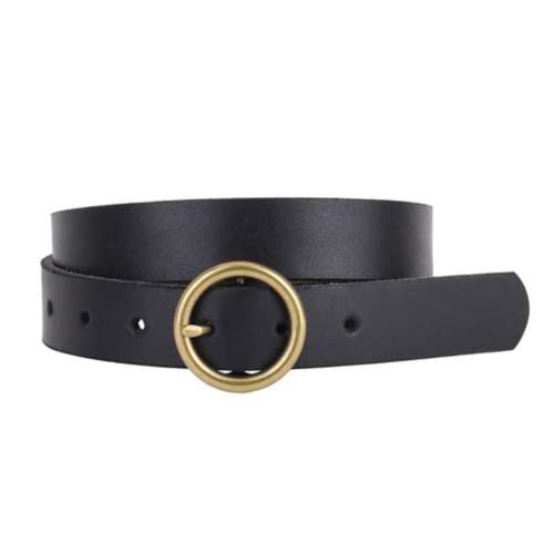 Women's Most Wanted Brass-Toned Circle Buckle Leather Belt