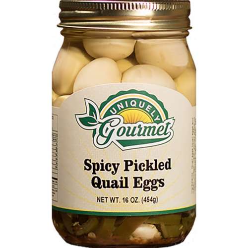 Uniquely Gourmet Spicy Pickled Quail Eggs