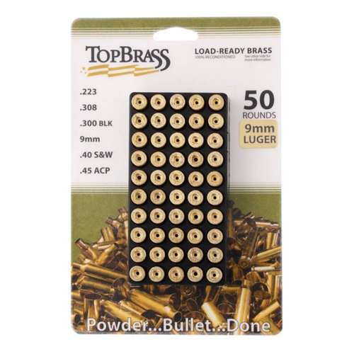 Top Brass Unprimed Remanufactured Brass Pistol Cartridge Cases