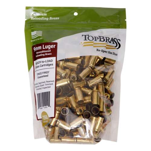 Top Brass Unprimed Remanufactured Brass Pistol Cartridge Cases