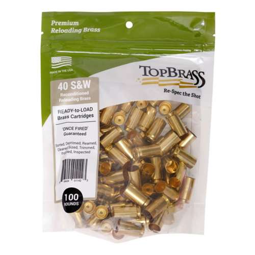 Top Brass Unprimed Remanufactured Brass Pistol Cartridge Cases
