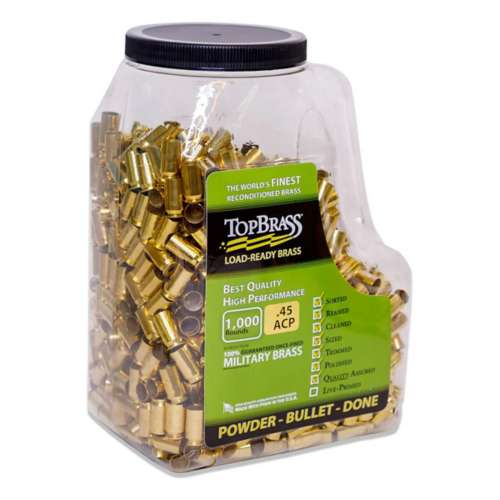 Top Brass Unprimed Remanufactured Brass Pistol Cartridge Cases