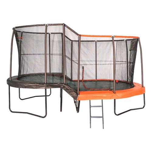 Jumpking 10' X 17' Oval Multi-Level Heavy Duty Trampoline w/ Toss Game and Hoop Accessory