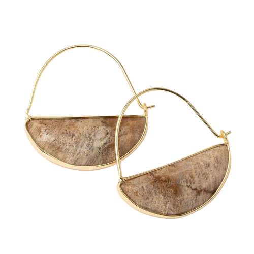 Scout Curated Wears Stone Prism Hoop - Fossil Coral/Gold Earrings