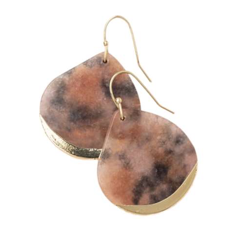 Scout Curated Wears Stone Dipped Teardrop - Pink Agate/Gold Earrings