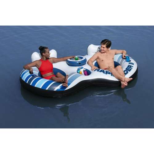 Bestway Hydro-Force Rapid Rider Inflatable River Tube Water Float for 1  Person with Built-in Backrest, Handles, and Cupholders, Orange