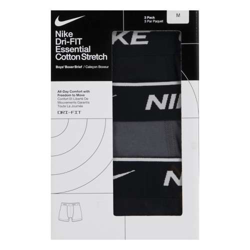 Boys' Nike Everyday Cotton Solid 3 Pack Boxer Briefs