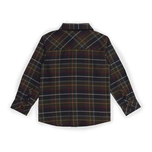 Toddler Boys' Nano Plaid Olive Flannel Long Sleeve Button Up Shirt