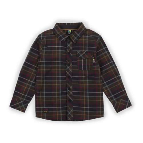 Toddler Boys' Nano Plaid Olive Flannel Long Sleeve Button Up Shirt