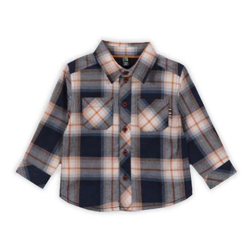 Houston Astros Large Check Flannel Button-Up Long Sleeve Shirt - Orange/Navy