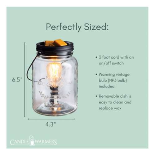 Sizzle & Splash. Glass Mason Jar Vintage Bulb Illumination Fragrance Warmer
