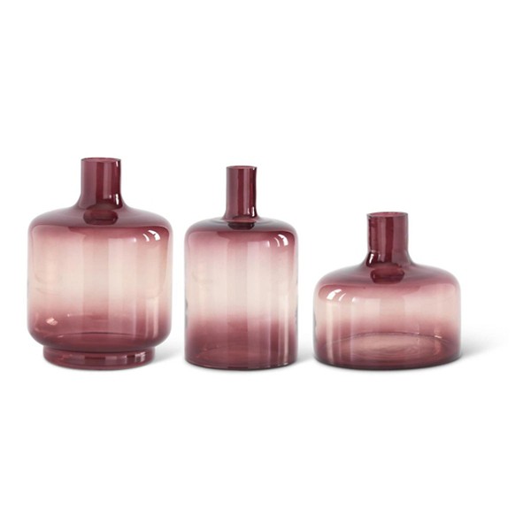 K&K Interiors Burgandy Transparent Glass Vase (Sold Separately)
