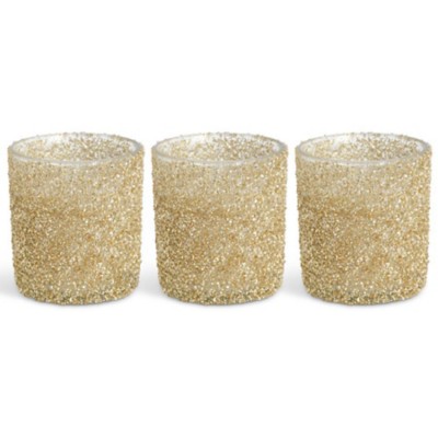 K&K Interiors 4 Inch Filled Gold Textured Glass Votive Candle w/ Assorted Scents