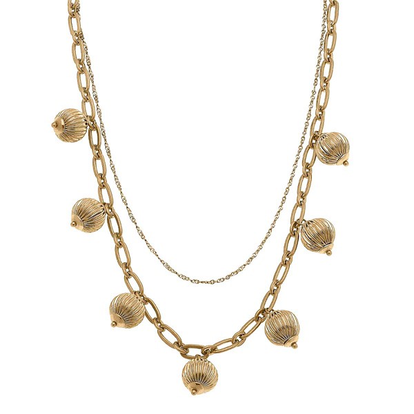 Women's Canvas Style Paloma Ribbed Metal Drip Necklace in Worn Gold product image