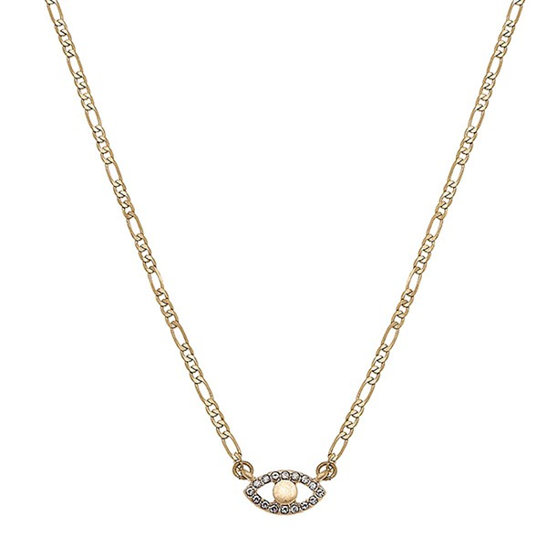 Women's Canvas Style Beckett Pavé Evil Eye Charm Necklace product image