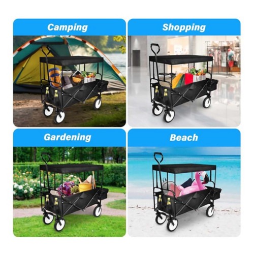 YSSOA Heavy Duty Folding Wagon With Removable Canopy