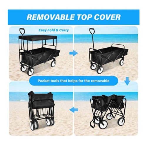 YSSOA Heavy Duty Folding Wagon With Removable Canopy