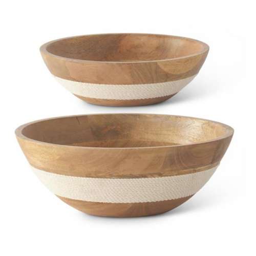 K&K Interiors Rope Wrapped Wood Bowls