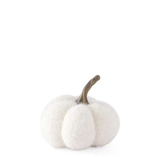 K&K Interiors Fuzzy White Knit Pumpkin w/Resin Stem