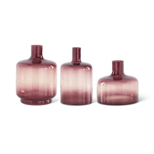K&K Interiors Burgundy Transparent Glass Vase