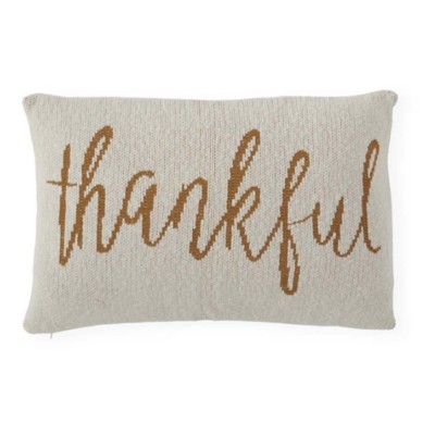 K&K Interiors 24in Cream Cottin Knit Yellow Thanks Pillow
