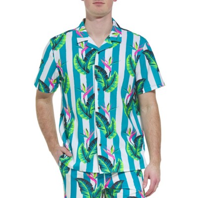 Men's Party Pants Gulf Stripes Performance Cabana Button Up Shirt