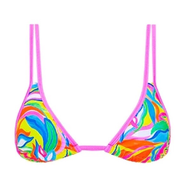 Women's Kulani Kinis Twin Strap Bralette Swim Bikini Top Juniors Large Tropical Illusion