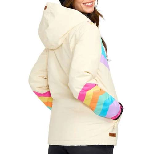 Women's Tipsy Elves Retro Rainbow Waterproof Hooded Shell Jacket