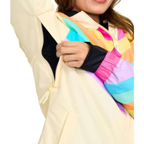 Women's Tipsy Elves Retro Rainbow Waterproof Hooded Shell Jacket