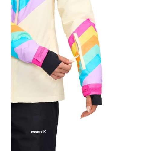 Women's Tipsy Elves Retro Rainbow Waterproof Hooded Shell Jacket