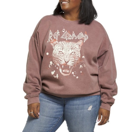 Women's Goodie Two Sleeves Plus Size Def Leppard Tiger Crewneck Sweatshirt
