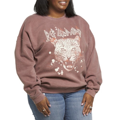 Women's Goodie Two Sleeves Plus Size Def Leppard Tiger Crewneck Sweatshirt